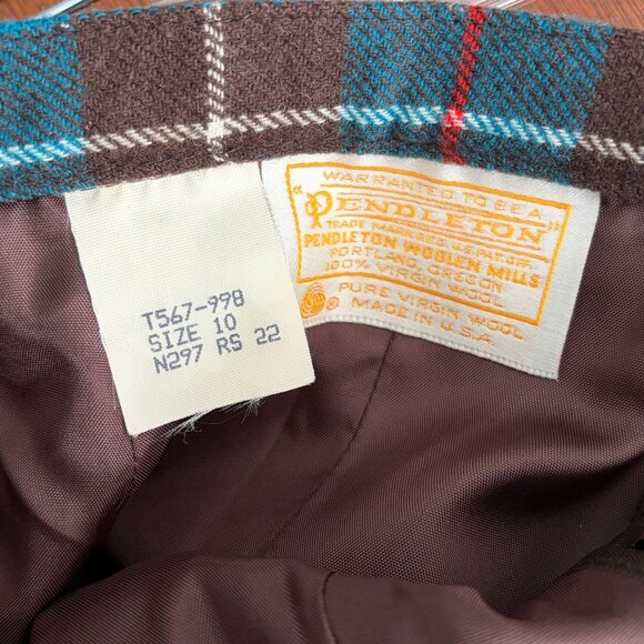 Vtg Pendleton Wool Tartan Teal Plaid Skirt USA Womens vintage size 10 - Picture 4 of 7